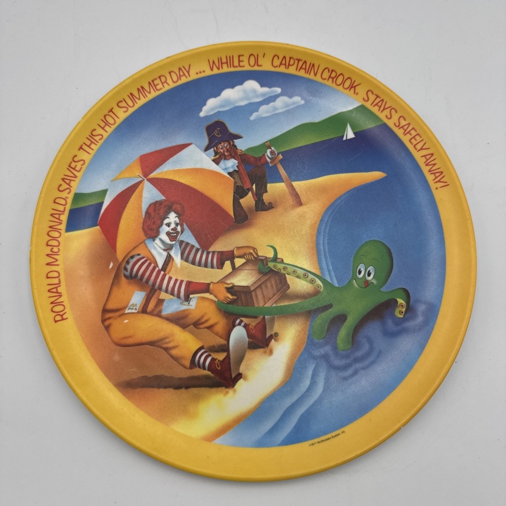 Ronald McDonald 10" Collector Melamine Plate Captain Crook Vintage 1977 Summer